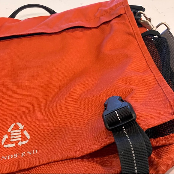 Lands' End Orange Messenger Laptop Briefcase Bag - Picture 7 of 16